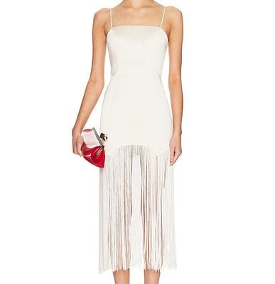 fleur du mal Satin Fringe Maxi Dress