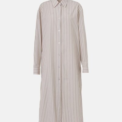 The Row Chihiro Striped Cotton Shirt Dress