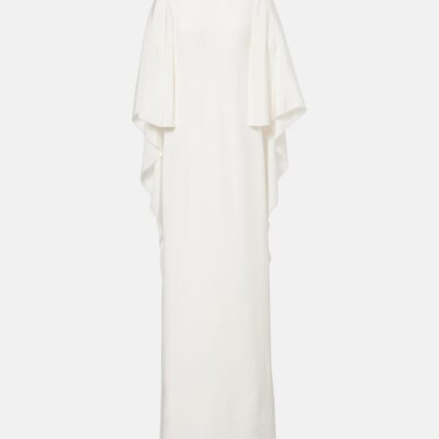 Max Mara Poker Cape-Detail Silk Gown