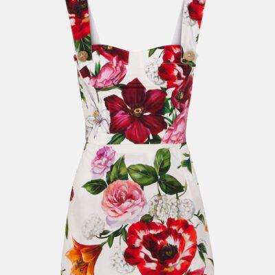 Dolce&Gabbana Floral Cotton Poplin Bustier Dress