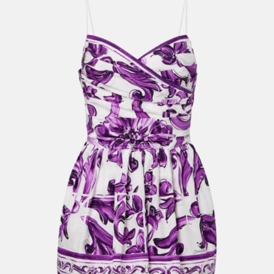 Dolce&Gabbana Majolica Cotton Poplin Bustier Dress