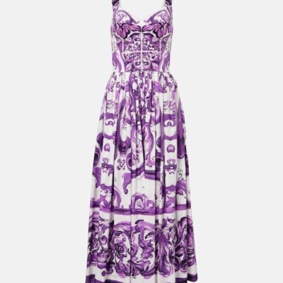 Dolce&Gabbana Majolica Cotton Corset Maxi Dress