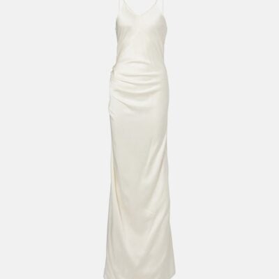 Victoria Beckham Draped Crêpe Satin Slip Dress