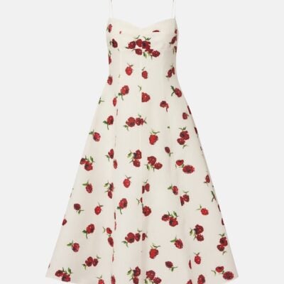Khaite Isabella Printed Silk And Cotton Midi Dress