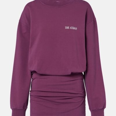 The Attico Ruched Cotton-Blend Fleece Minidress