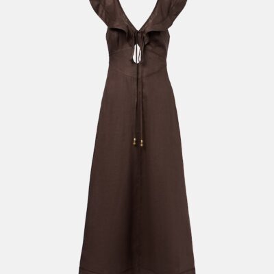 Zimmermann Rhiannon Ruffled Linen Midi Dress