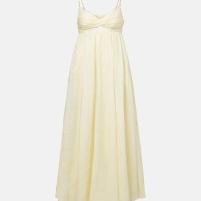 Zimmermann Rhiannon Embellished Linen Midi Dress