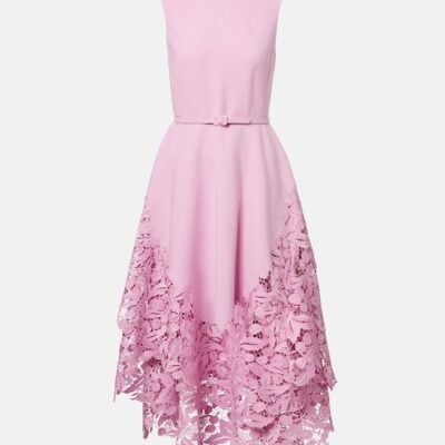 Oscar De La Renta Wool-Blend And Lace Cocktail Dress