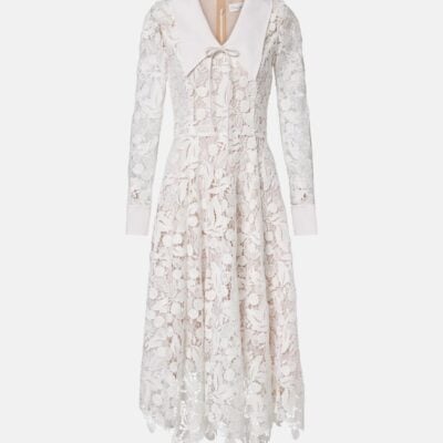 Oscar De La Renta Guipure Lace Midi Dress