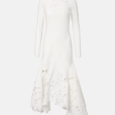 Oscar De La Renta Lace-Trimmed Asymmetric Midi Dress