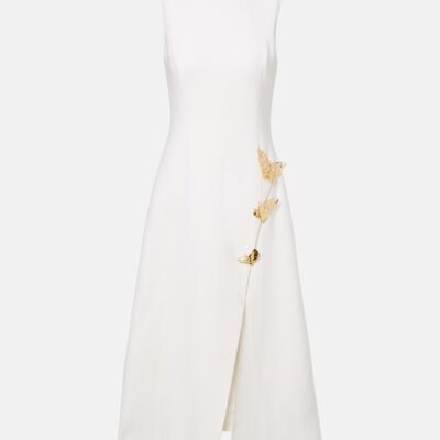 Oscar De La Renta Embellished Wool-Blend Cocktail Dress