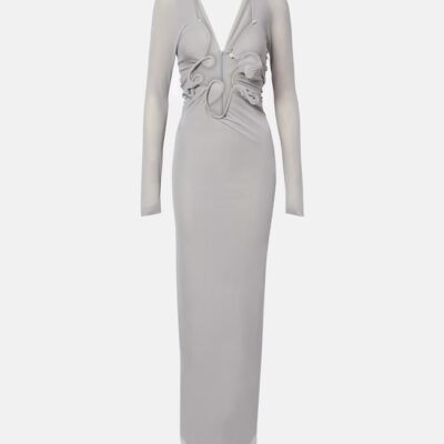 Christopher Esber Molded Venus Cutout Mesh Maxi Dress