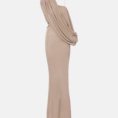 Christopher Esber Aiba Draped One-Shoulder Jersey Gown