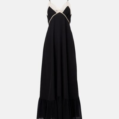 Chloé Lace-Trimmed Silk Chiffon Maxi Dress