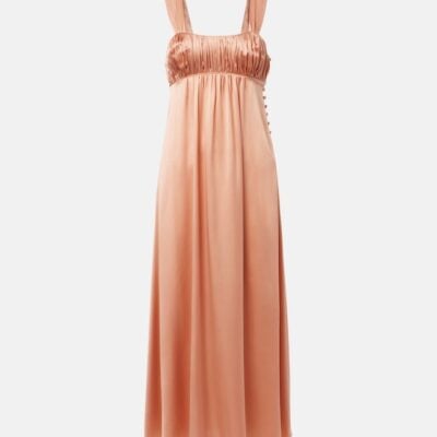 Chloé Ruched Silk Satin Maxi Dress