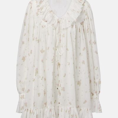Chloé Printed Ruffled Cotton Minidress