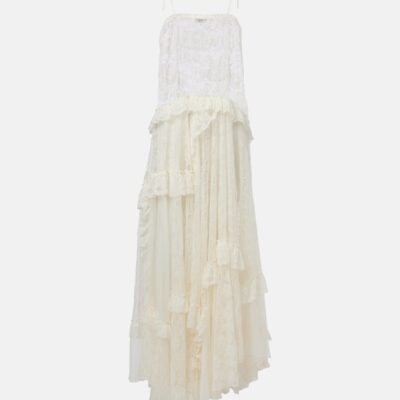 Chloé Ruffled Sheer Lace Maxi Dress