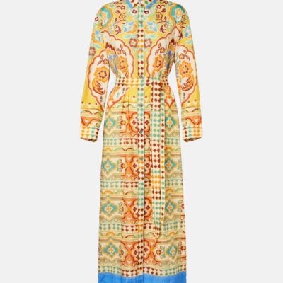 Etro Printed Cotton And Silk Midi Dress