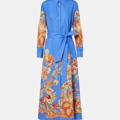 Etro Belted Paisley Cotton Maxi Dress