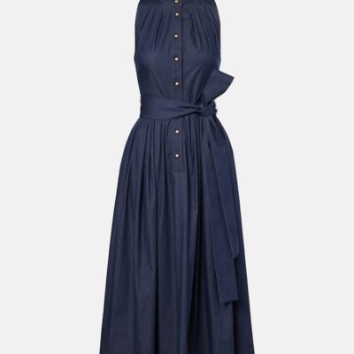 Carolina Herrera Gathered Cotton-Blend Midi Dress