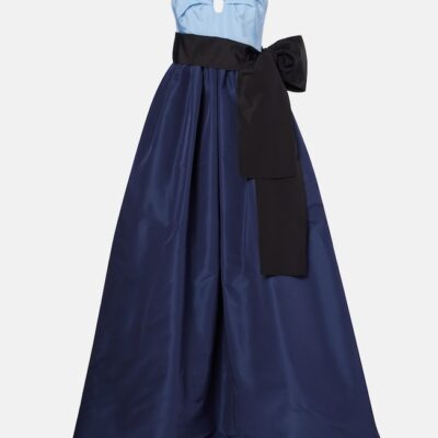 Carolina Herrera Belted Silk Bustier Gown