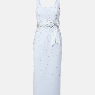 Carolina Herrera Bow-Detail Crystal-Embellished Midi Dress