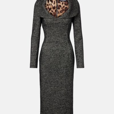 Dolce&Gabbana Herringbone Wool-Blend Tweed Midi Dress
