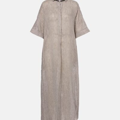 Brunello Cucinelli Striped Linen And Silk Shirt Dress