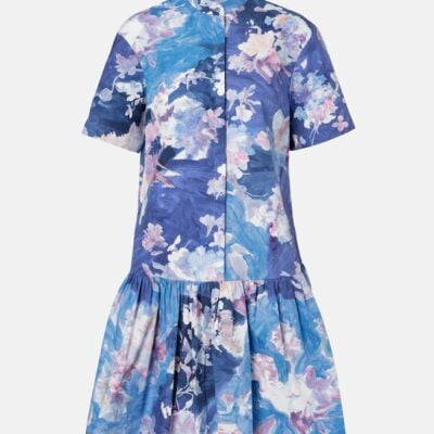 Erdem Floral Peplum Cotton Poplin Minidress