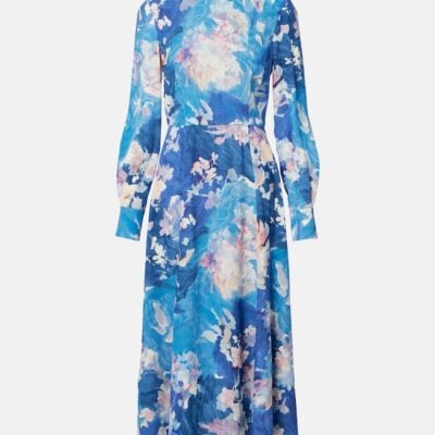 Erdem Floral Satin Cocktail Dress