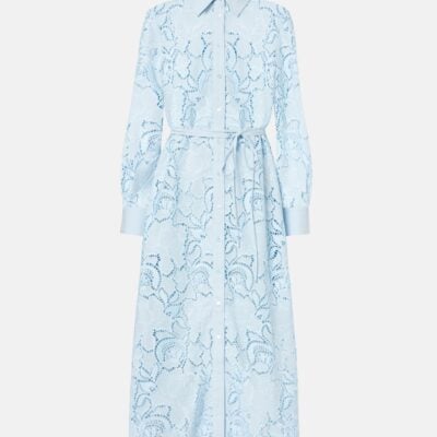 Erdem Laser-Cut Cotton Shirt Dress