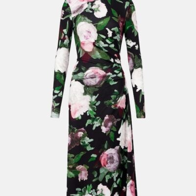 Erdem Draped Floral Midi Dress