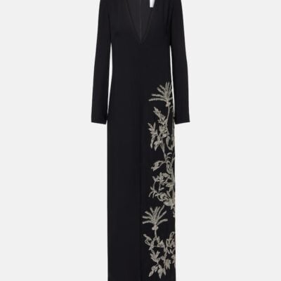 Costarellos Vita Beaded Crêpe Gown
