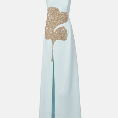 Costarellos Faranna Embellished Crêpe Corset Gown
