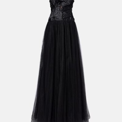 Costarellos Tulle Bustier Gown