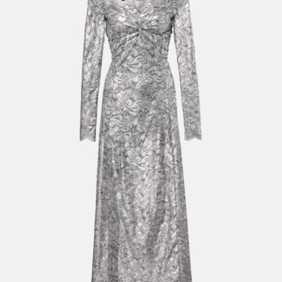 Rabanne Metallic-Effect Lace Maxi Dress