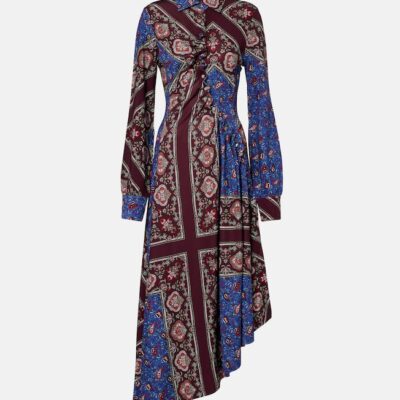 Rabanne Asymmetric Paisley Printed Midi Dress