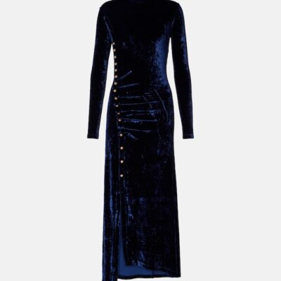 Rabanne Draped Velvet Midi Dress