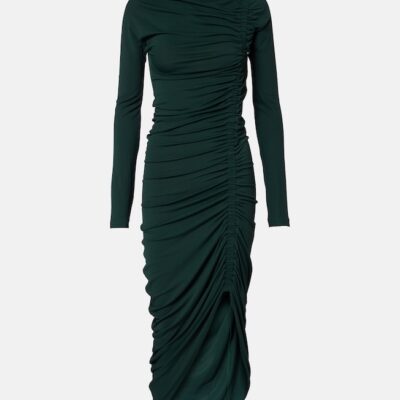 Ferragamo Gathered Jersey Midi Dress