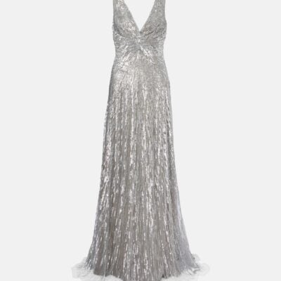Monique Lhuillier Sequined Tulle Gown