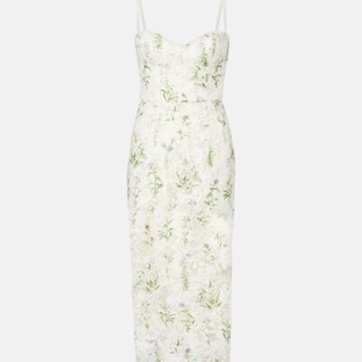 Monique Lhuillier Floral Lace Corset Dress