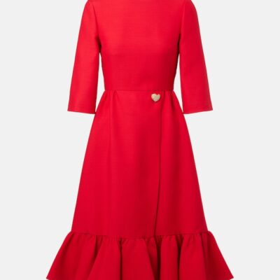 Valentino Crepe Couture Embellished Ruffled Midi Dress