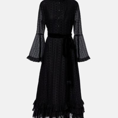 Valentino Daisy Sangallo Belted Cotton Shirt Dress
