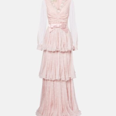 Valentino Plus De Pois Silk Crepon Chiffon Gown