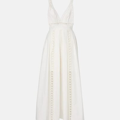 Elie Saab Embroidered Cotton-Blend Midi Dress