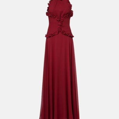 Elie Saab Ruffled Silk Georgette Gown