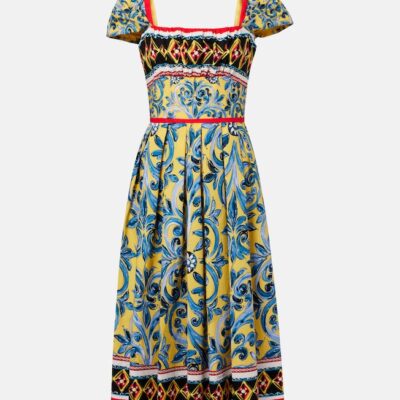 Dolce&Gabbana Pleated Printed Midi Dress