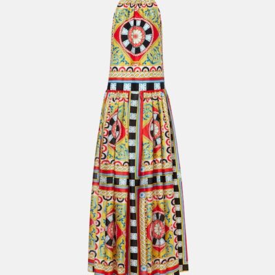 Dolce&Gabbana Taormina Printed Halterneck Silk Gown