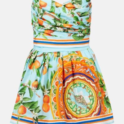 Dolce&Gabbana Taormina Printed Cotton Bustier Dress