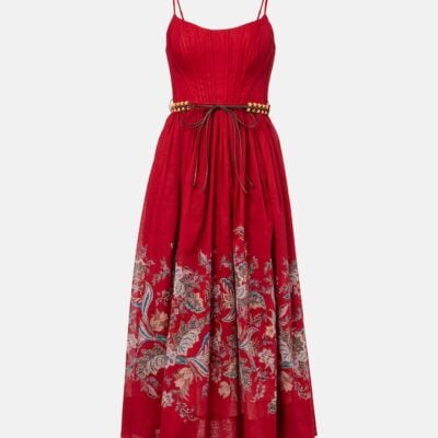 Zimmermann Rhiannon Gathered Paisley Cotton Midi Dress